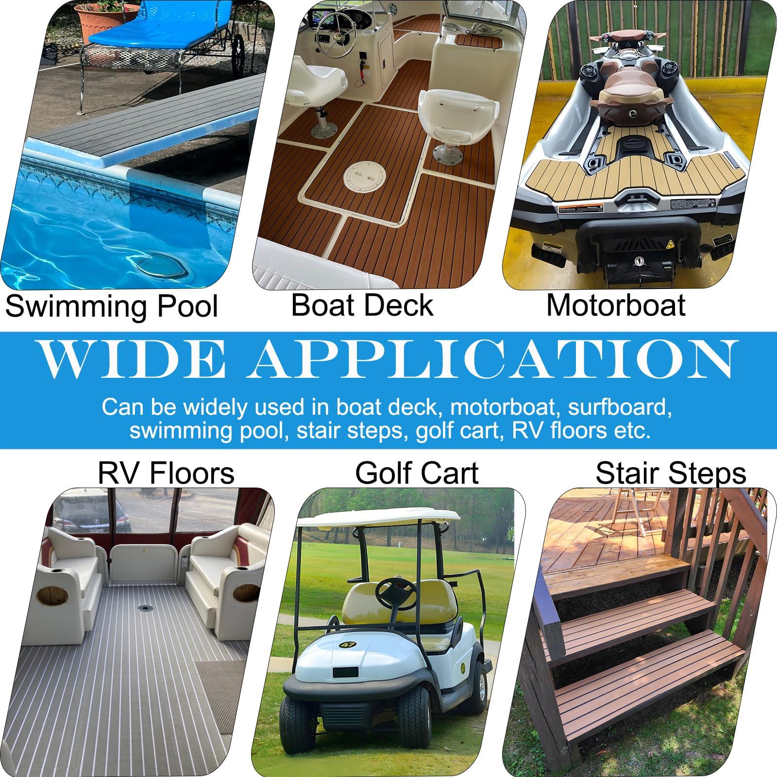 yuanjiasheng EVA Foam Boat Flooring 94.5" 35.4" Self-Adhesive Non-Slip Boat Deck Mat Traction Pad for Boats Yacht Swim Platform RV Floor Kayak Surfboard Golf Cart