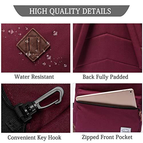 VASCHY VASCHY Unisex Classic Lightweight Water-resistant Campus School Backpack for Women Travel BackPack Burgundy Fits 15.6Inch Laptop
