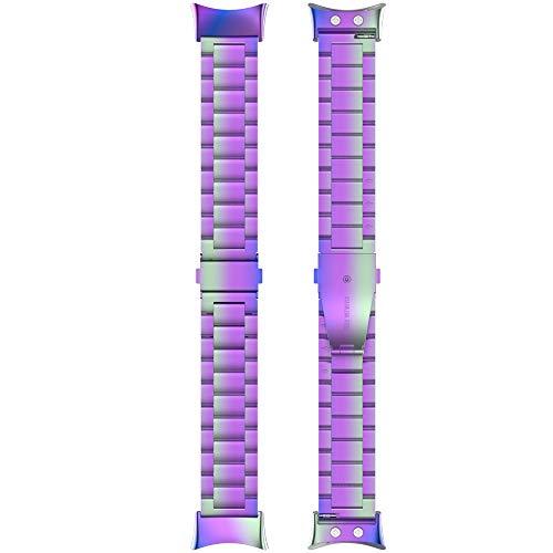 Bangyee Compatible with Garmin Forerunner 45, Forerunner 45S Watch Bands for Women Men, Stainless Steel Metal Replacement Band Straps Wristbands Bracelet for Garmin Swim 2, Forerunner 45 (Purple)