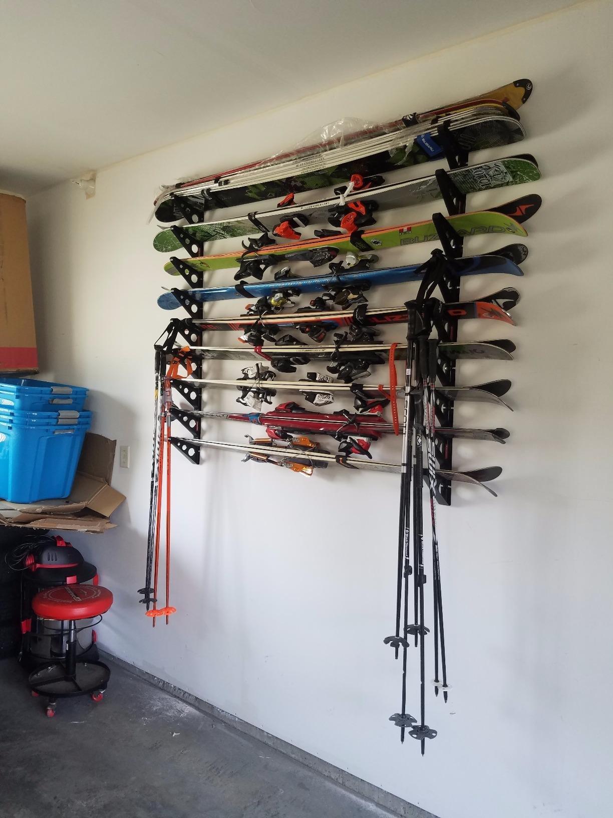 StoreYourBoard StoreYourBoard Ski Storage Multi Rack, Horizontal Wall Mount, Skis and Poles Holder