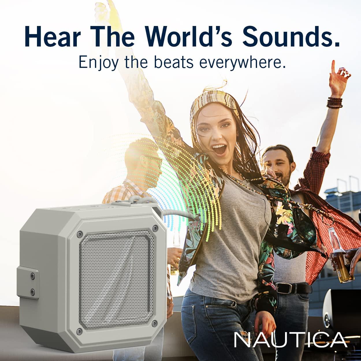 Nautica Nautica S100 True Wireless Outdoor Speaker, Portable IPX5 Waterproof Bluetooth Speaker with 15H Playtime, 200-Day Standby & TWS Pairing, Perfect for Camping, Beach, Backyard & Travel