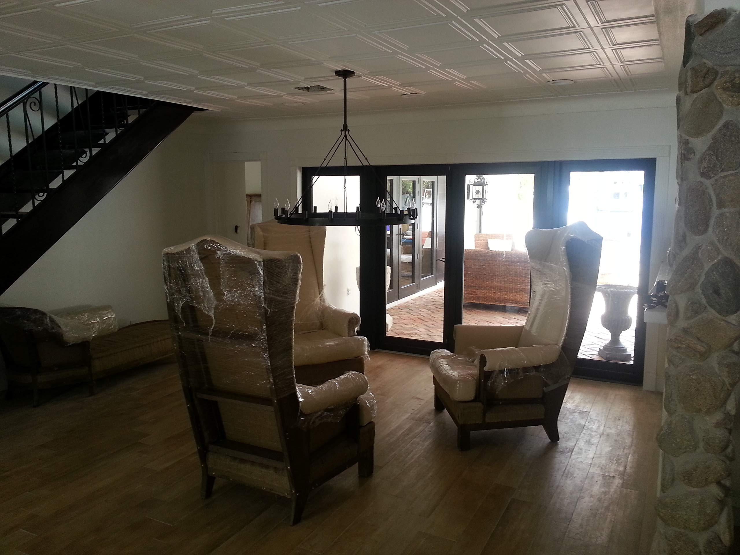 A La Maison Ceilings A La Maison Ceilings R24 Line Art Foam Glue-up Ceiling Tile (21.6 sq. ft./Case), Pack of 8, Plain White