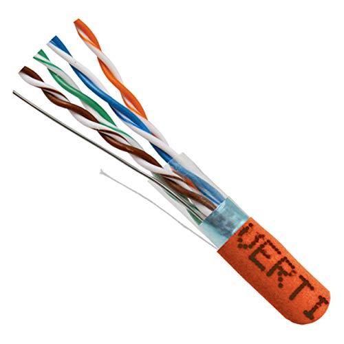 VC VERTICAL CABLE Vertical Cable Cat5e, 350 MHz, Shielded, 24AWG, Solid Bare Copper, 1000ft, Bulk Ethernet Cable, Orange