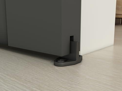 CALHOME Calhome 36 in. x 84 in. 5 Lite Pre Assembled Frosted Glass Black MDF Interior Sliding Barn Door with Hardware Kit Door Handle