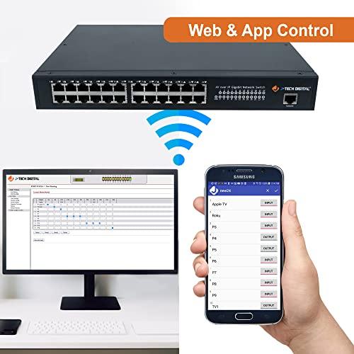 J-Tech Digital J-Tech Digital ProAV Customized 24 Ports Video/Audio Ethernet Switch for J-Tech Digital Unlimited N x N HDMI Extender Matrix Switch Switcher Extender up to 400ft(Network Switch)
