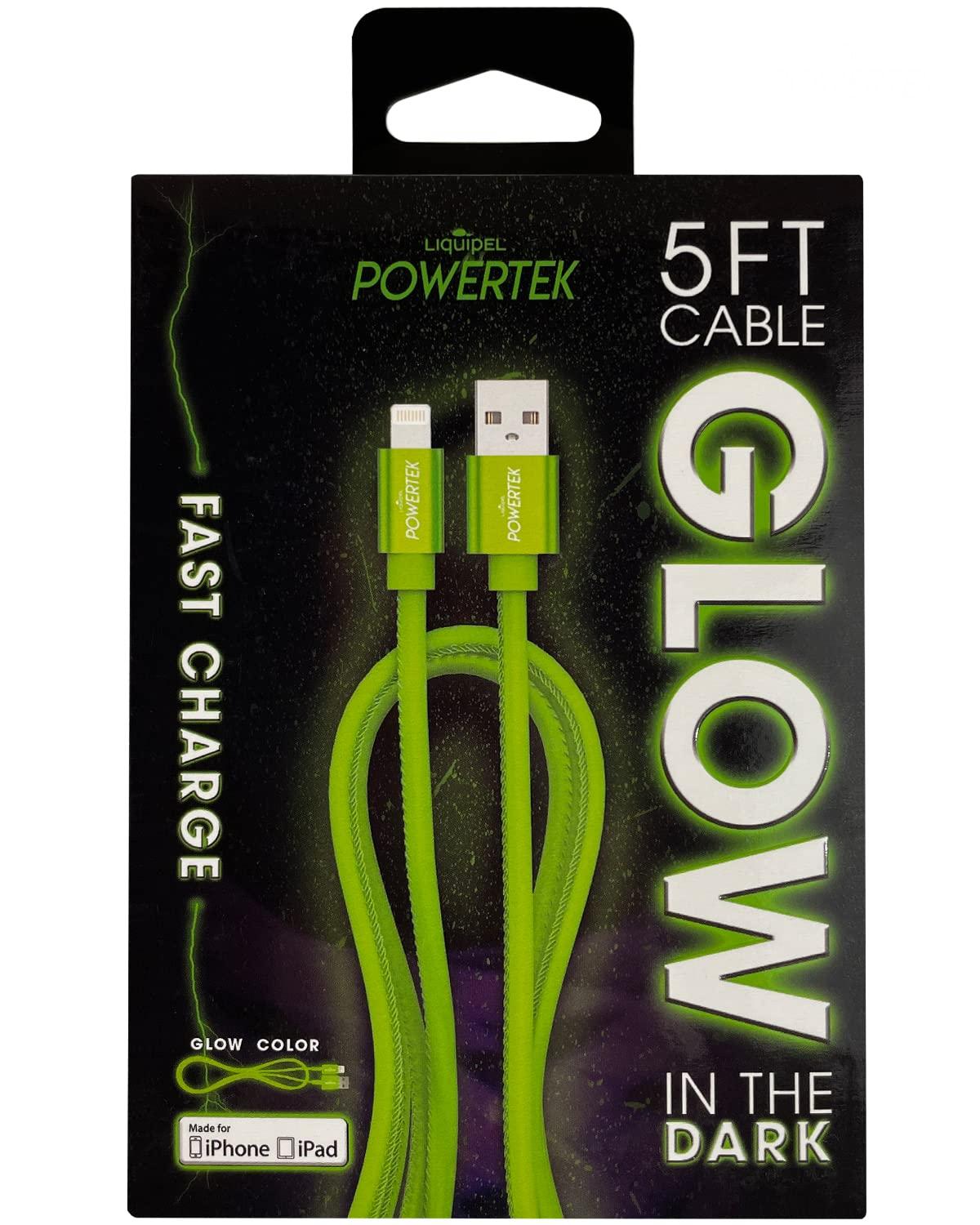 LIQUIPEL LIQUIPEL Powertek Glow MFi Certified Charger Compatible for Apple iPhone, iPad, 5ft Cable, Lightning to USB Cable Cord, Fast Charging Lightning Cable (Green)