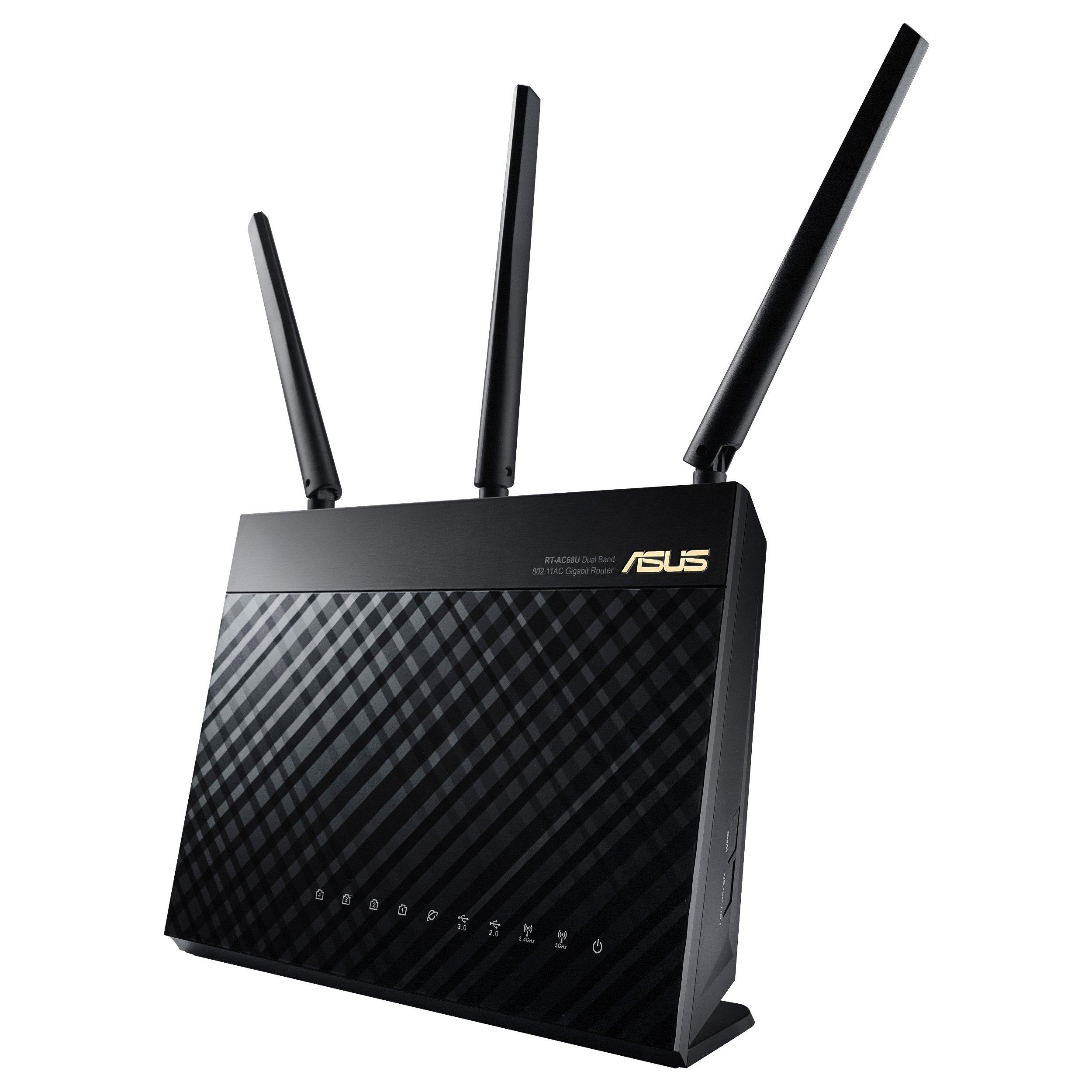 ASUS ASUS AC1900 WiFi Gaming Router (RT-AC68U) - Dual Band Gigabit Wireless Internet Router, Gaming & Streaming, AiMesh Compatible, Included Lifetime Internet Security, Adaptive QoS, Parental Control