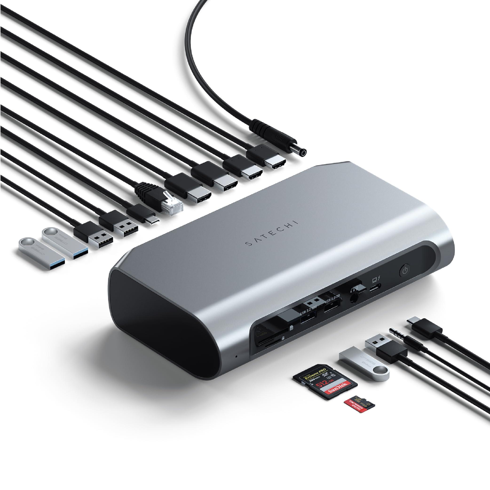 Satechi Satechi Thunderbolt 4 USB C Docking Station Multiport, 16 Ports, 96W PD Charging, up to 4 Screens 4K/60Hz, USB C Data and PD, 6 USB-A Ports, Micro/SD Card Readers, 2.5Gpbs Ethernet, for Mac/Windows