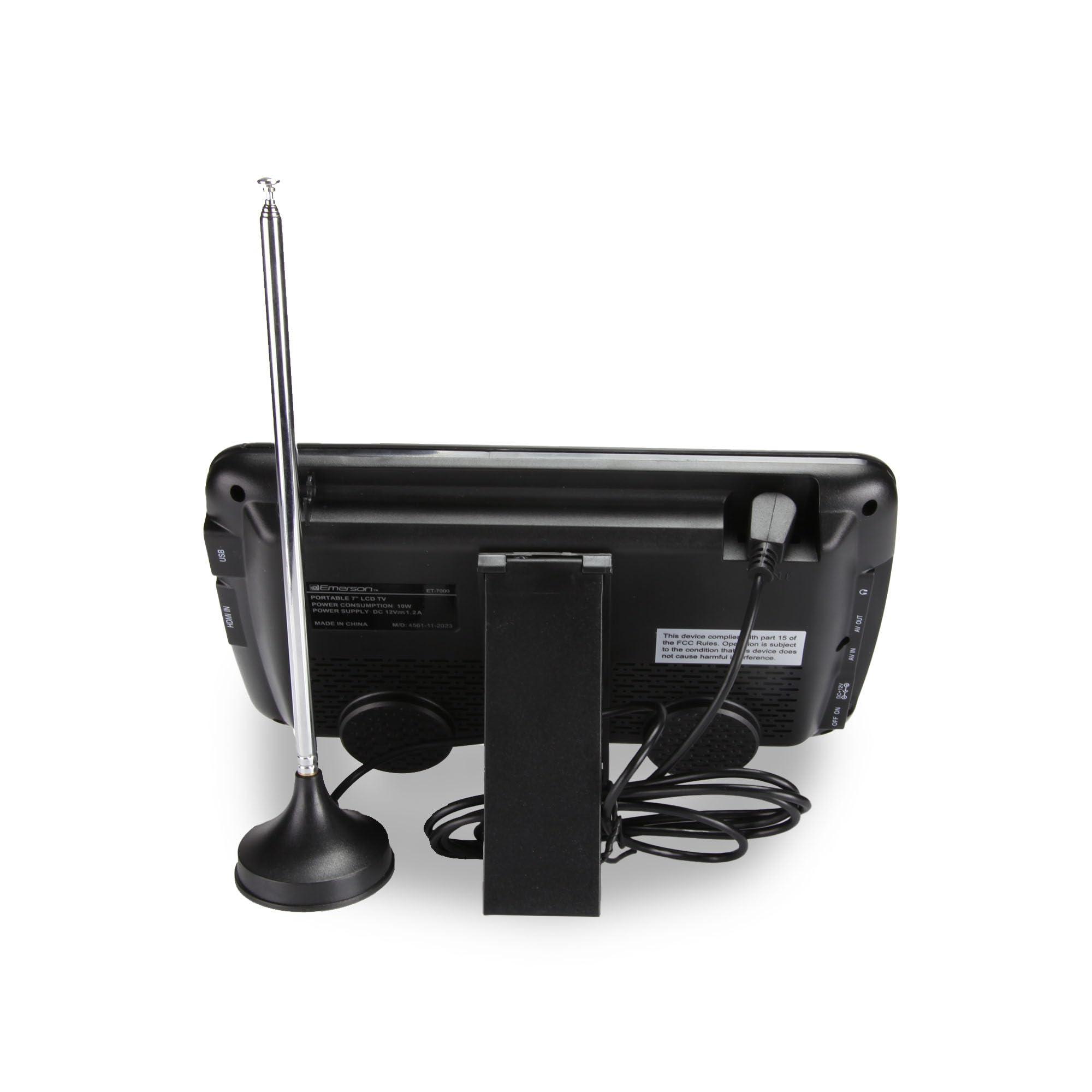 Emerson Emerson ET-7000 7" Portable Handheld Digital TV with Built-in Rechargeable Battery, HD Display, Multimedia Playback, USB/SD Card Support, and AC/DC Adapter | Compact TV for Home or Travel