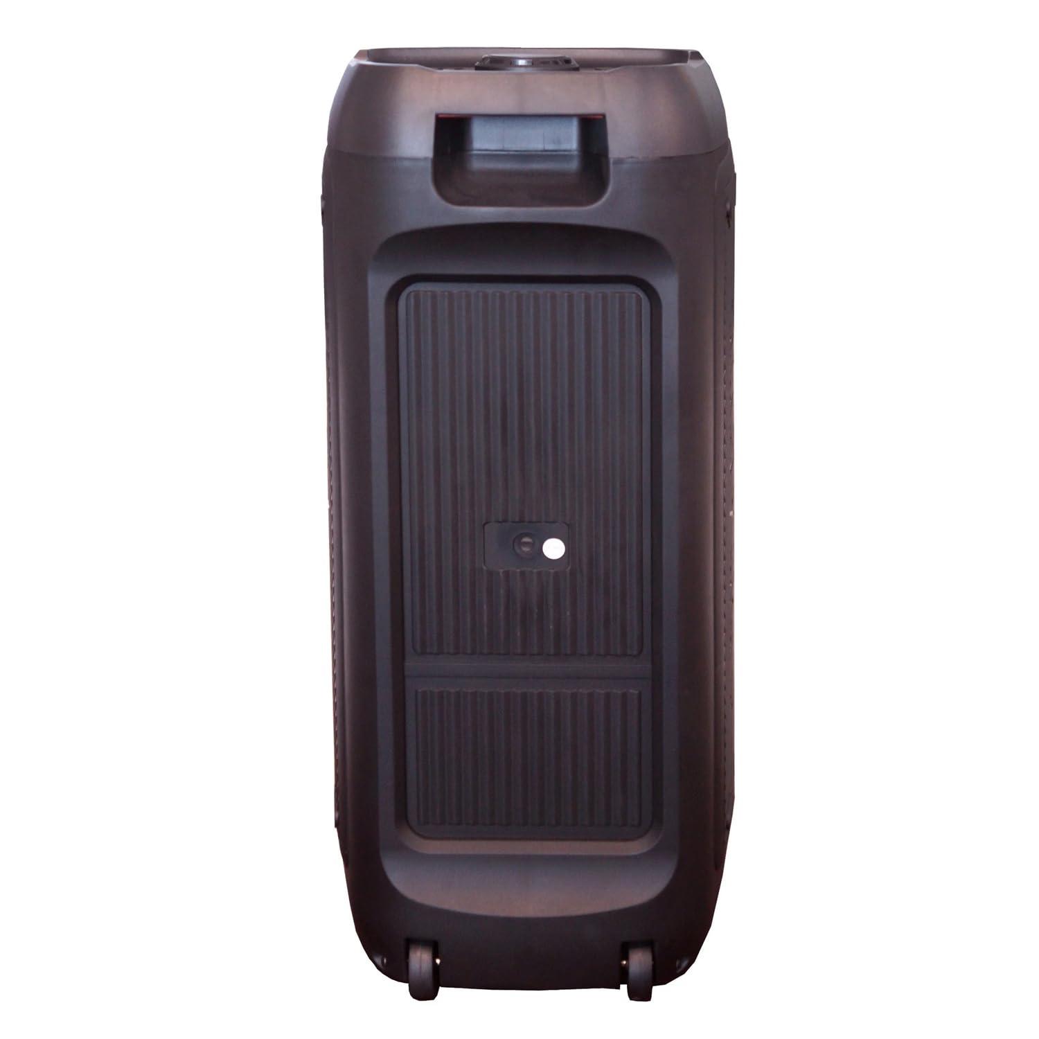 Mr. Dj MR DJ USA FLAME4200 10" X 2 Rechargeable Portable Bluetooth Karaoke Speaker with Party Flame Lights Microphone TWS USB FM Radio + 54-LED Slim Par Wash DJ Light