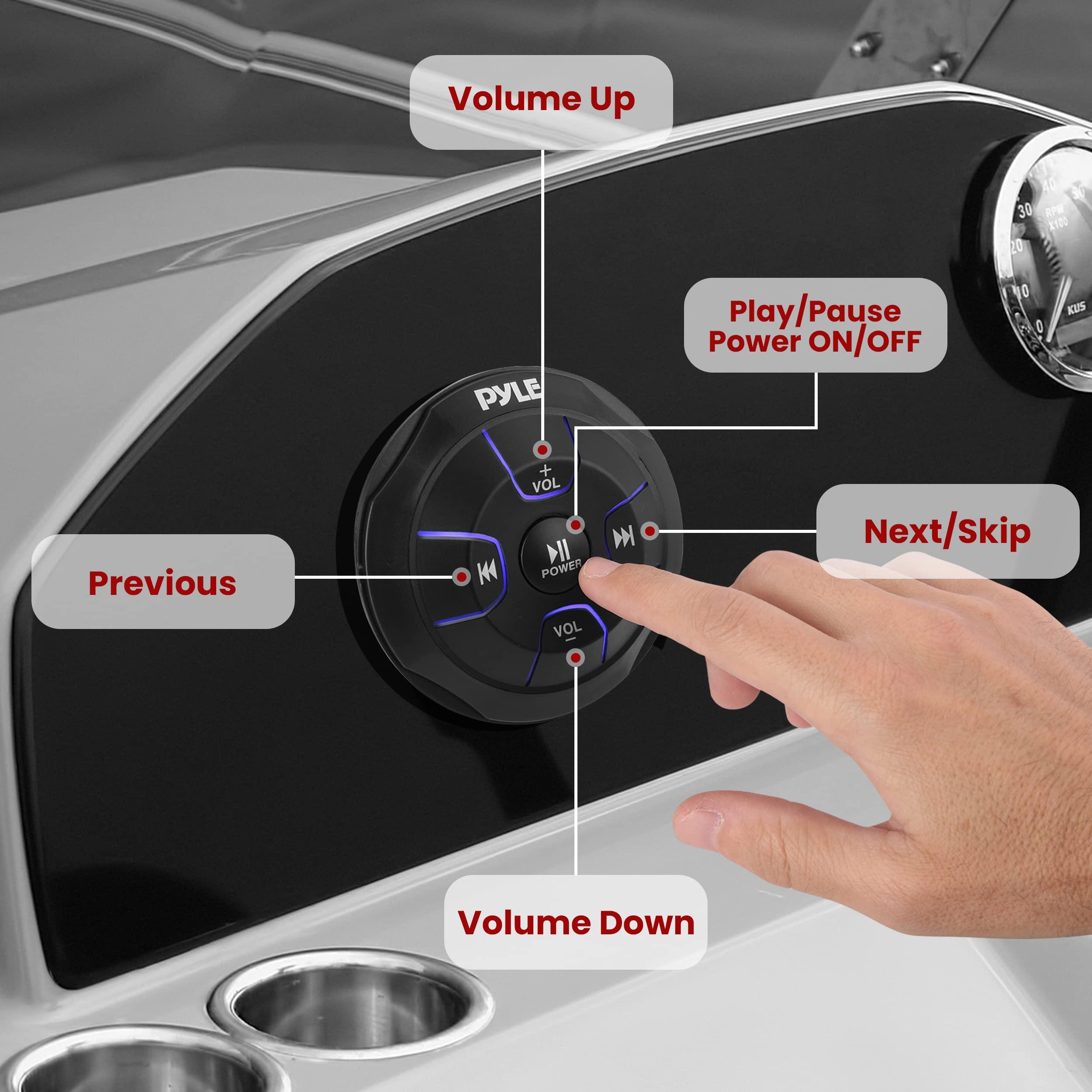 Pyle Pyle Waterproof Bluetooth Marine Amplifier Receiver - Weatherproof 2 Channel Wireless Amp for Stereo Speaker with 600 Watt Power, Wired RCA, AUX and MP3 Audio Input Cable - (Black)