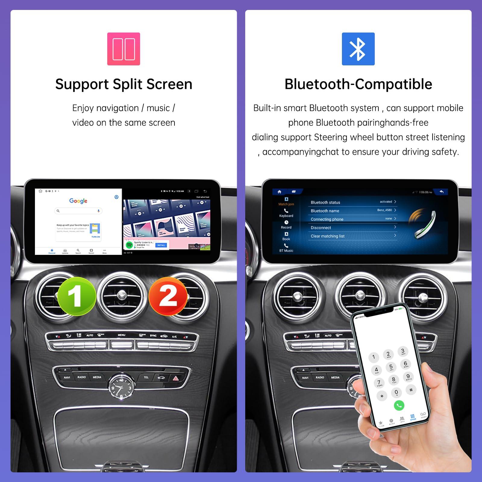 Road Top Road Top Android 13 Car Radio Touchscreen 12.3'' Car Stereo for Mercedes Benz C GLC Class W205 2015-2018 Year with NTG5.0, 8+256 GB, Support Wireless Carplay, Android Auto, Navigation, Camera