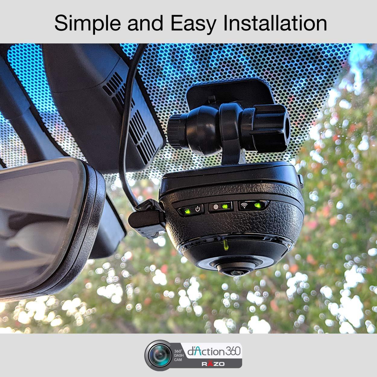 Razo RAZO DC3000A d’Action 360, 360 Degree Dash Cam: 4K Dash Camera for Car with Built-in WiFi and GPS, Sony Video Sensor, WDR, 3-Axis G-Sensor, Stereo Microphone, Complete Car Camera Video Security