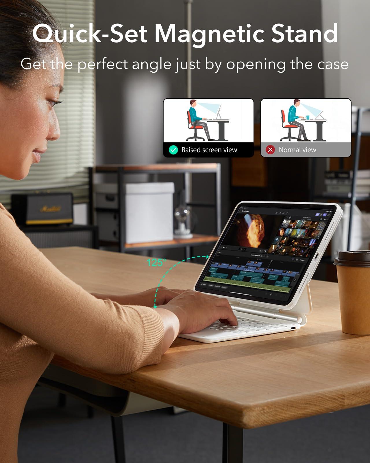 ESR ESR Rebound Magnetic Keyboard Case 360, Compatible with iPad Pro 11 (5th Gen), US Layout, White