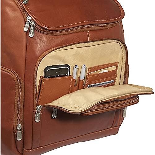Piel Leather Piel Leather Multi-Pocket Laptop Backpack, Saddle, One Size