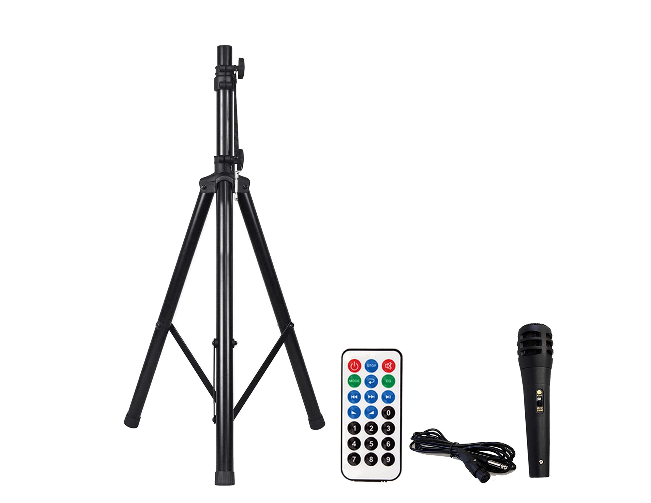 Mr. Dj Mr. Dj PBX-4200PKG 15" Powered PA DJ Speaker 2-Way Full Range Portable PA Speaker System Combo Set with Stands/Illuminating Light/Microphone/EQ/USB/Bluetooth