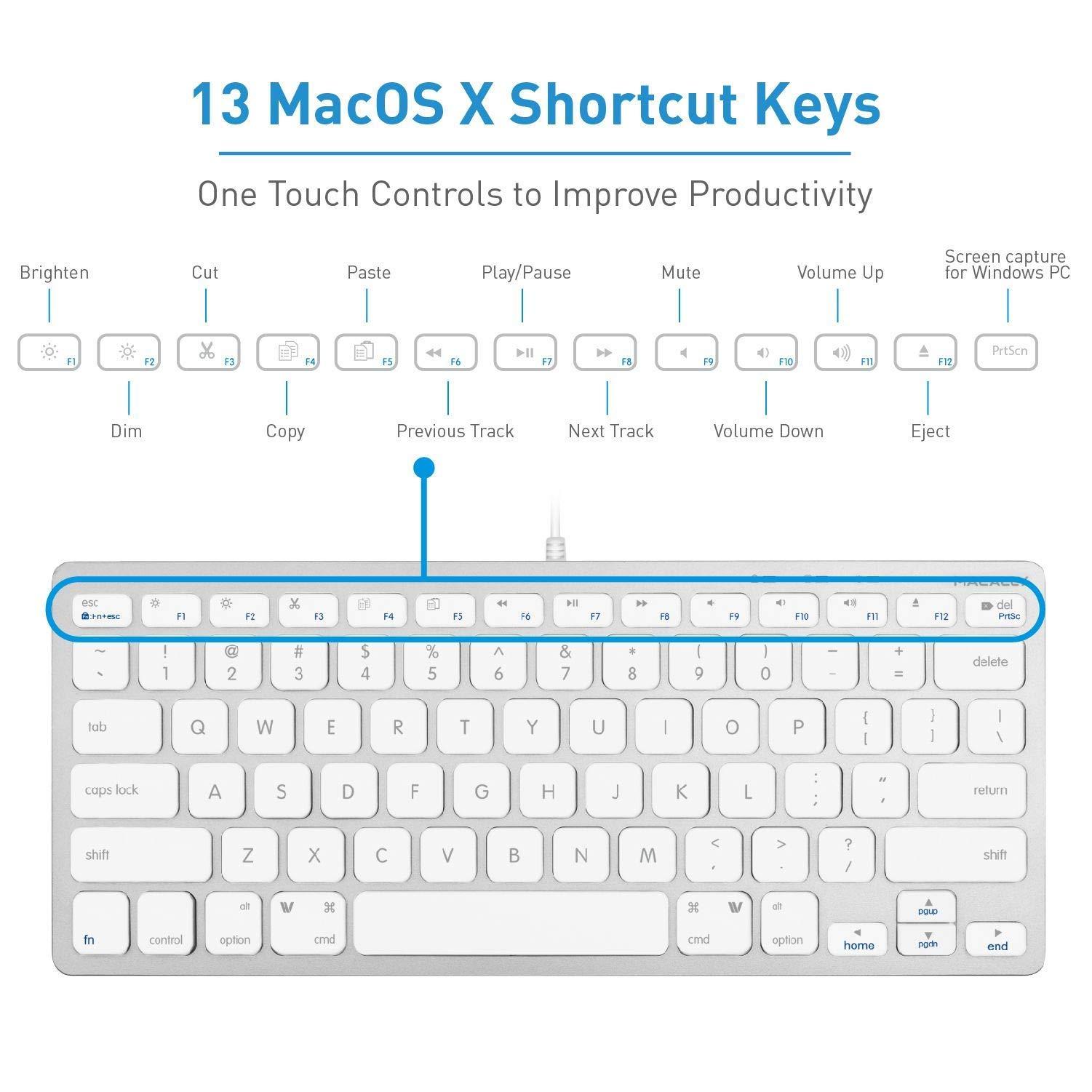 Macally Macally USB C Mini Keyboard and a USB C Wired Mouse, Excellent Accessories for New MacBook Products