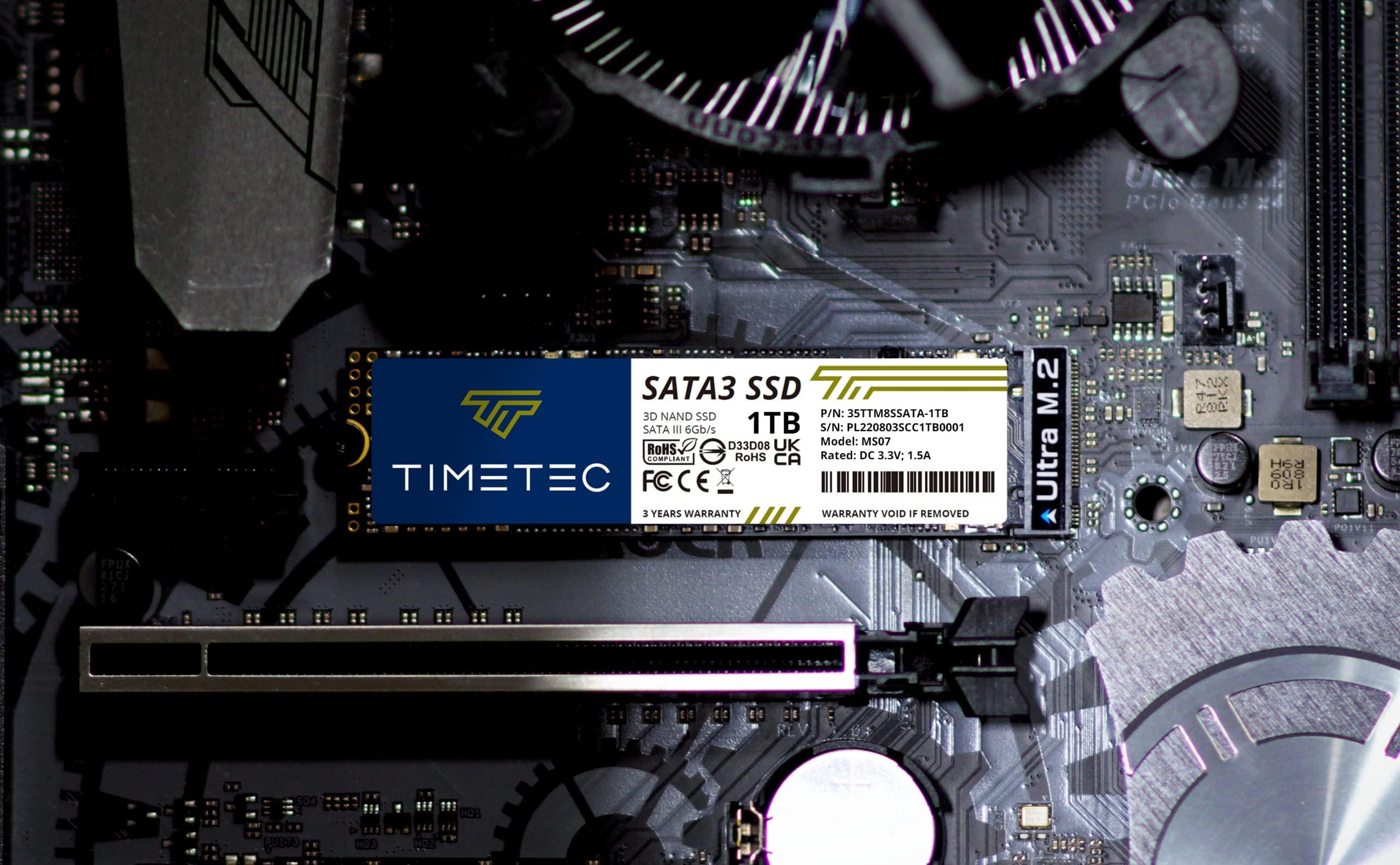 Timetec Timetec 1TBx2 (2 Pack) SSD 3D NAND SATA III 6Gb/s M.2 2280 NGFF Read Speed Up to 550MB/s SLC Cache Performance Boost Internal Solid State Drive for PC Computer Laptop and Desktop