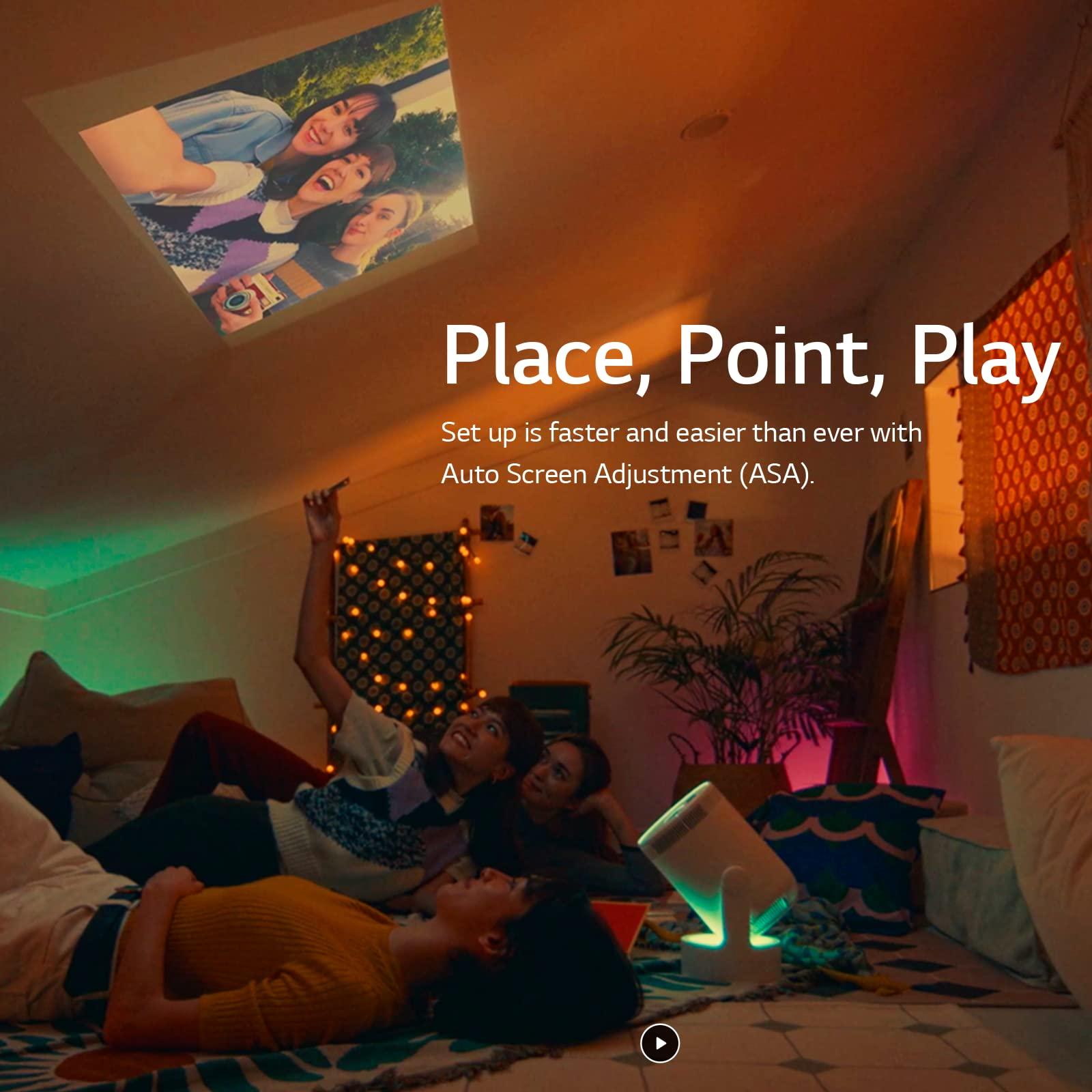 LG LG CineBeam Home Cinema PU700R 4K UHD Smart Projector, HDR10, 1000 Lumens, Auto Screen Adjustment with 90 Degree rotation, Airplay 2 support, Bluetooth Dual sound out, Mood lighting