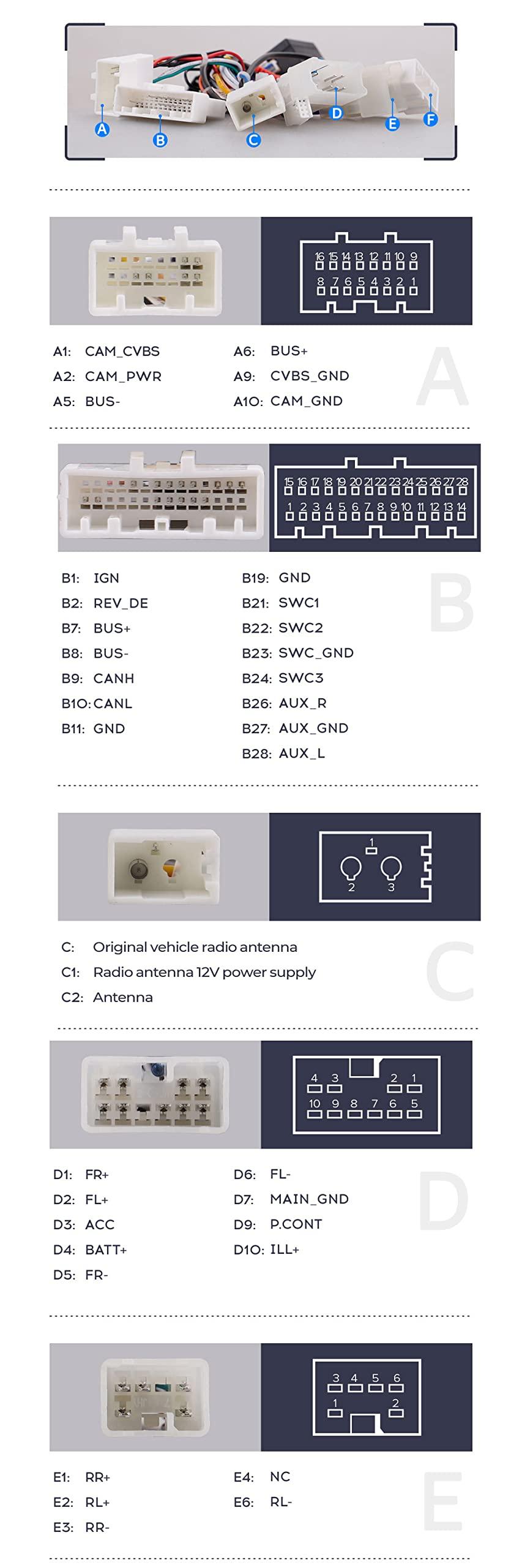 Strpump Strpump 16pin Car Stereo Radio Power Harness Cable Wire Adapter Compatible for Toyota Camry RAV4 Corolla Tacoma Hilux Highlander Yaris Reiz Support OEM Camera USB Non JBL