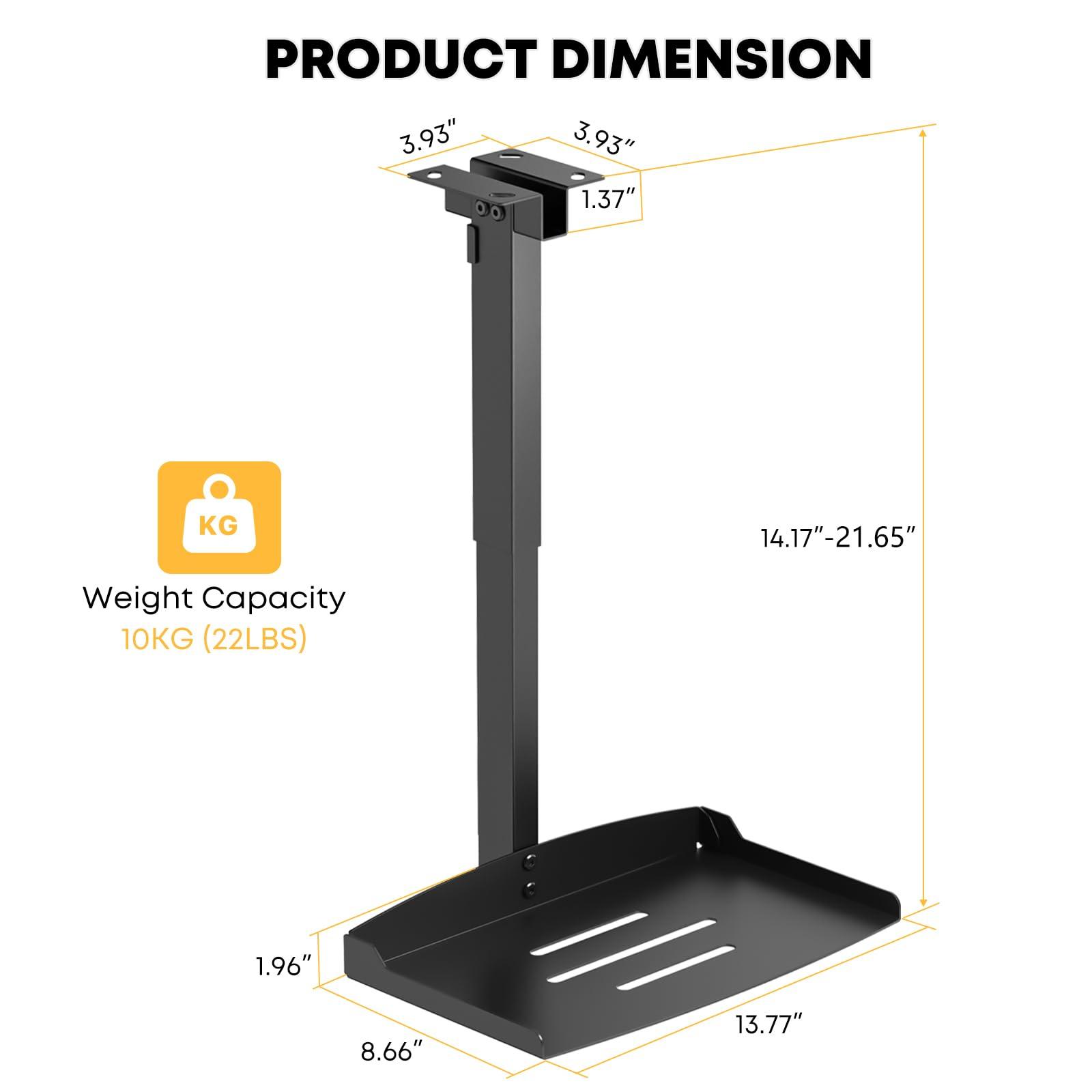 PUTORSEN PUTORSEN Adjustable Projector Ceiling Mount,Universal Projector Shelf for Ceiling and Wall, Holds up to 22lbsNo Hole Installation, Hidden Cable Routing, Black