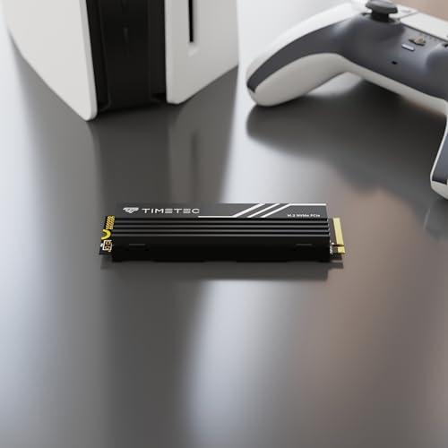 Timetec Timetec 1TB PCIe 4.0 White Heatsink Gaming SSD NVMe Phison E27T PCIe Gen4x4 M.2 2280 3D NAND TLC SLC Cache Read/Write Speed Up to 7,400/6,100 MB/s Internal Solid State Drive for PS5, PC Desktop
