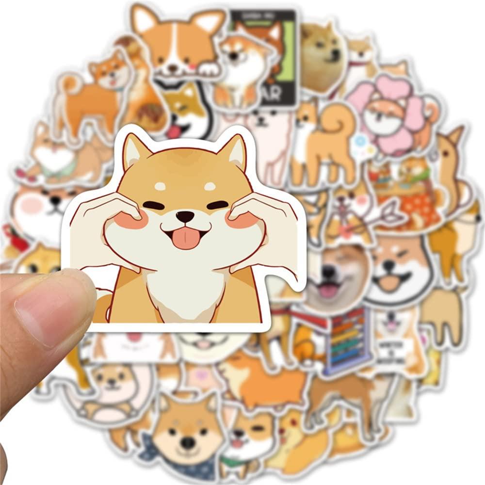 WLJIAO Dog Stickers Decals for Laptops,50 Pcs Cute Funny Fancy Shiba Inu Akita Dogs Waterproof Vinyl Sticker,Water Bottle Phone Skateboard Stickers for Kids,Teens,Adults