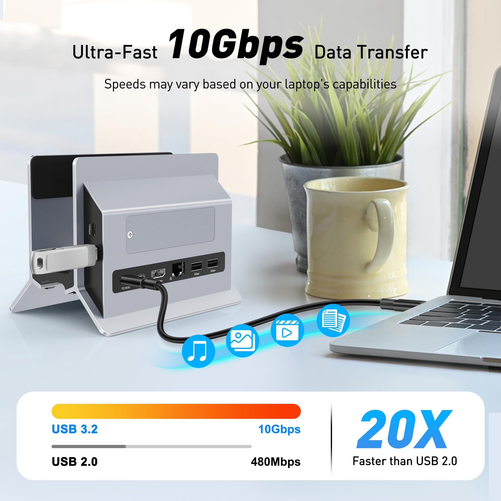 AboveTEK AboveTEK USB C Docking Station, MacBook Docking Station with M.2 SSD Expansion, USB C Dock with 4K HDMI for Mac Pro/Air, Universal Docking Station with 2 10Gbps USB C, 2 USB, PD3.0, Ethernet, SD/TF