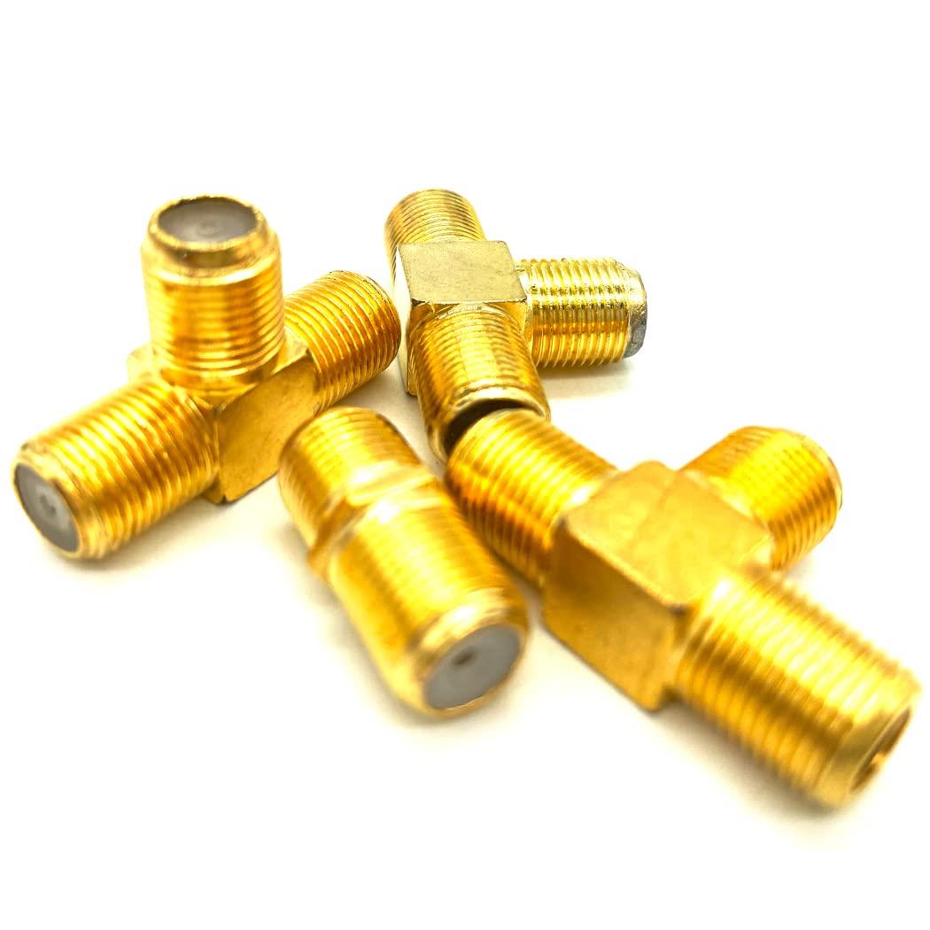 CKANDAY 10 Pack RG6 Coax Coaxial Cable Extender and F Type RG6 Female to 2 Female 3 Way Coax Cable T Splitter Adapter, Coaxial Cable Connector T shape and Female to Female for TV Video VCR Antenna Satellite