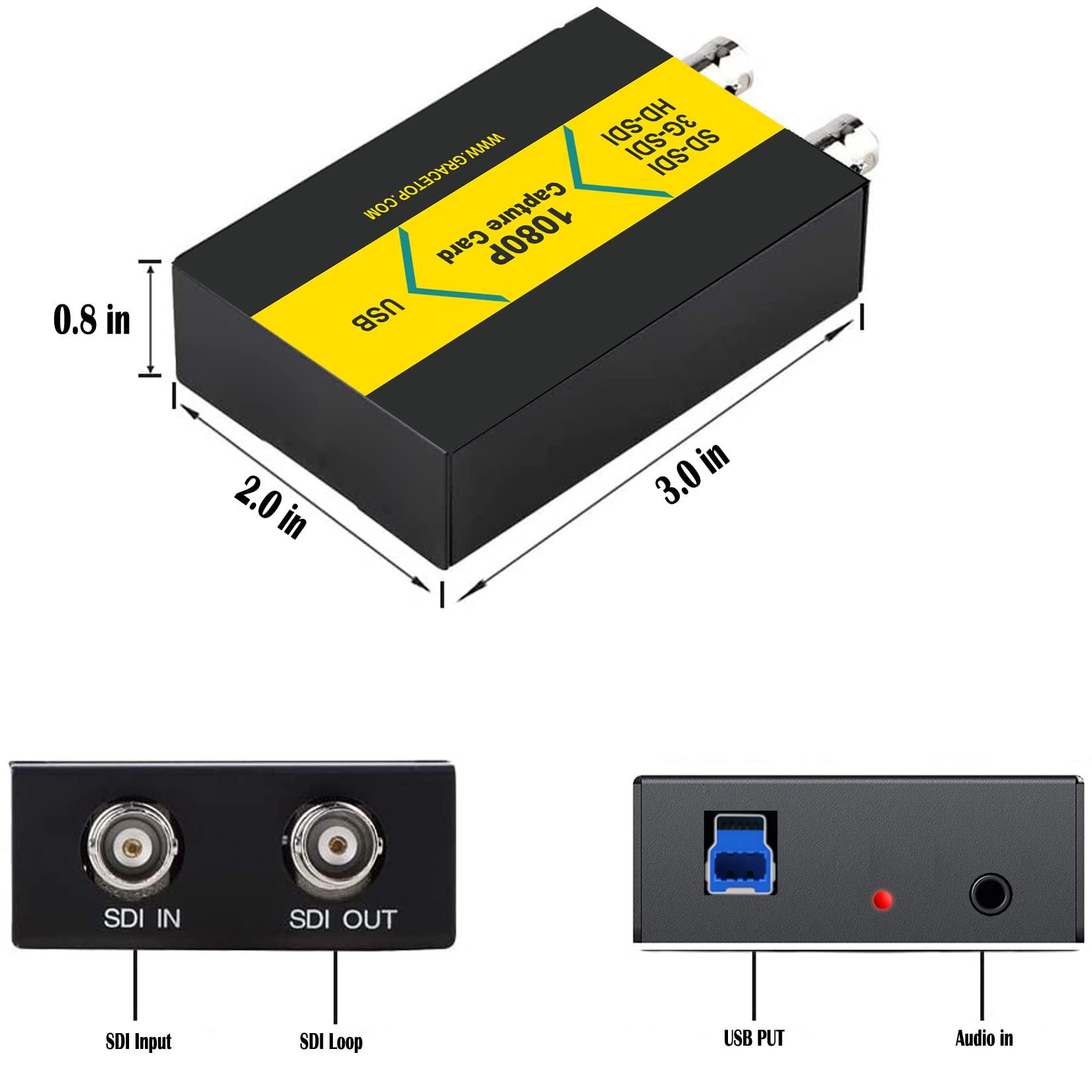 ABUNRO SDI to USB 3.0 Video Capture Device with HDMI Loopout, SDI Capture Card for Game Streaming Video Recording for Windows, Linux, OS