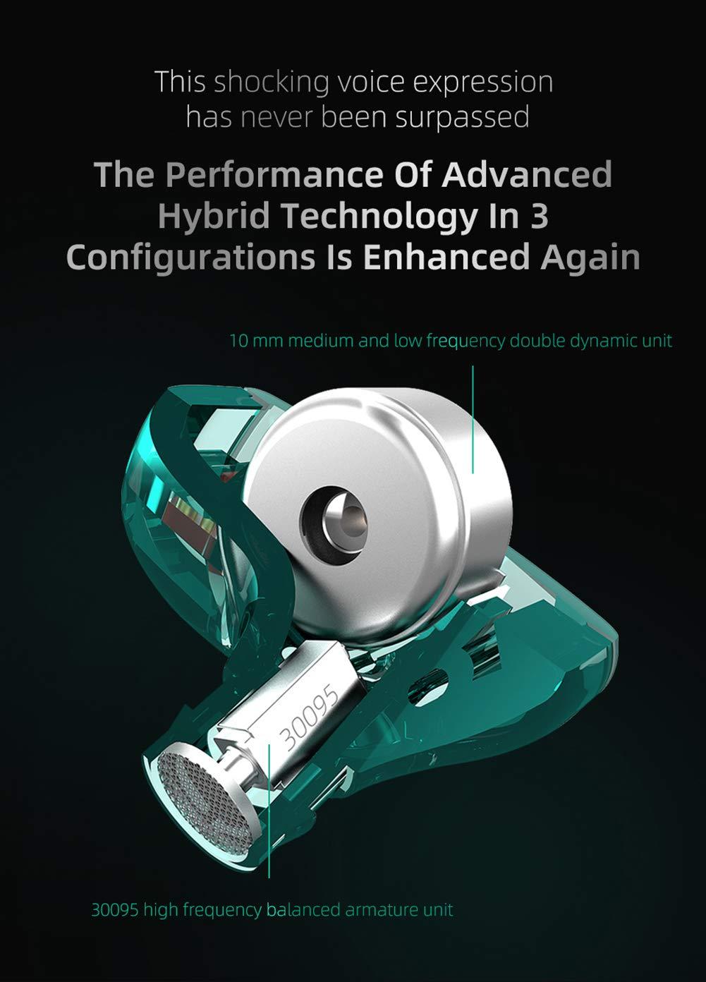 erjigo KZ ZST X in-Ear Monitors, Upgraded Dynamic Hybrid Dual Driver ZSTX Earphones, HiFi Stereo IEM Wired Earbuds/Headphones with Detachable Cable for Musician Audiophile (with Mic, Purple)