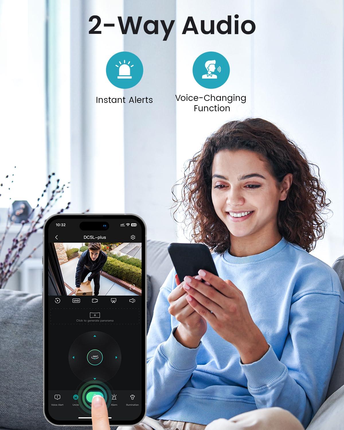 DEKCO DEKCO 2K Security Camera Outdoor 2Packs, WiFi Outdoor Security Cameras Pan-Tilt 360 View, 3MP Surveillance Cameras with Motion Detection and Siren, 2-Way Audio, Full Color Night Vision, Waterproof