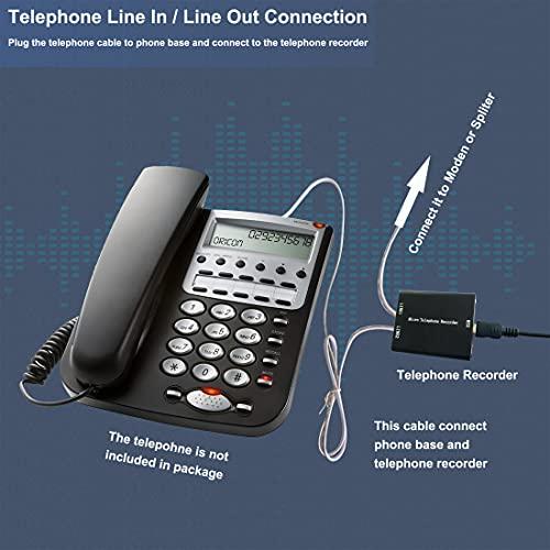 eoqo 32GB Analog Telephone Voice Recorder | Small Size, Reliable Recording, Plug & Play | Home & Office Use, 200 Hours Storage | Red Light Indicator, Automatic File Naming | Compatible with Analog Systems