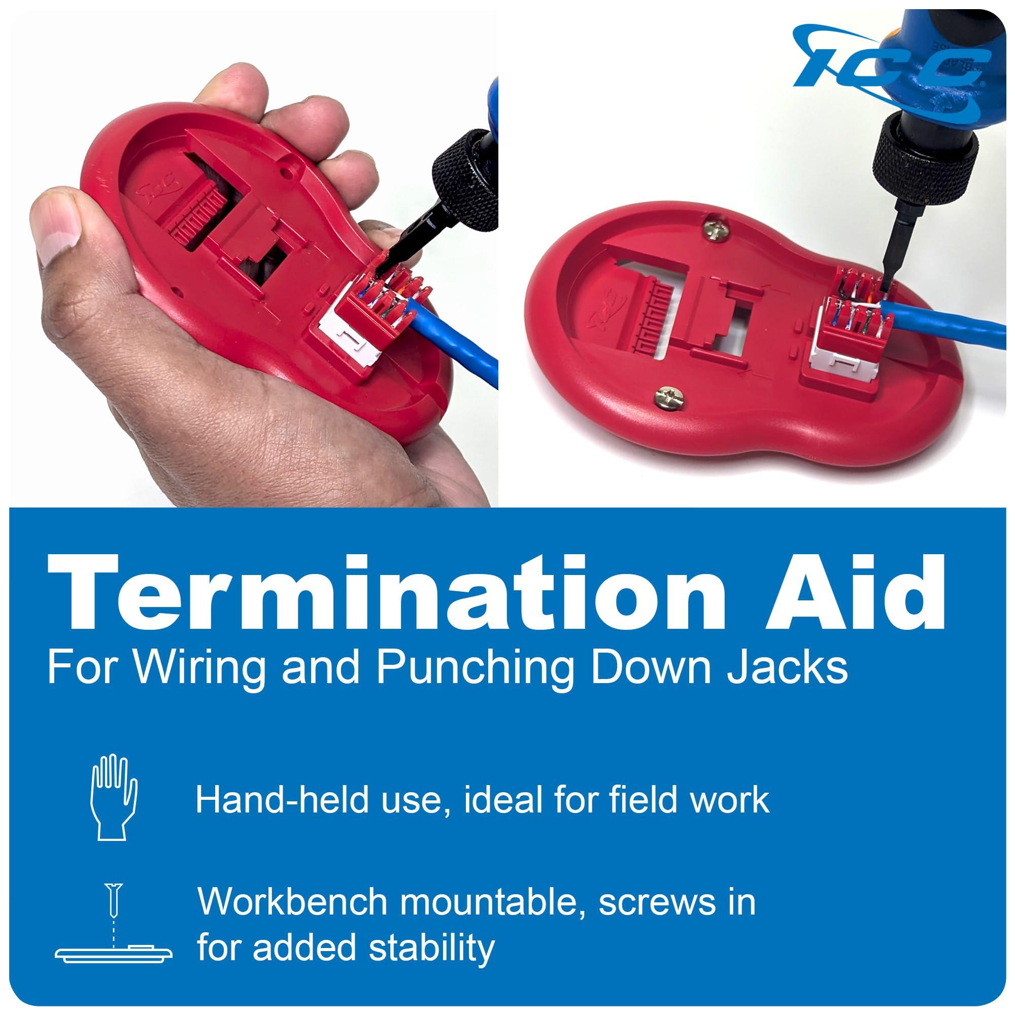 ICC ICC CAT6 Keystone Jack with Slim Profile 180 Degree Punch Down, RJ45 UL Listed PoE++ TAA Compliant for Wall Plate or Patch Panel, Works with JackEasy Termination Tool, Black 25 Pack