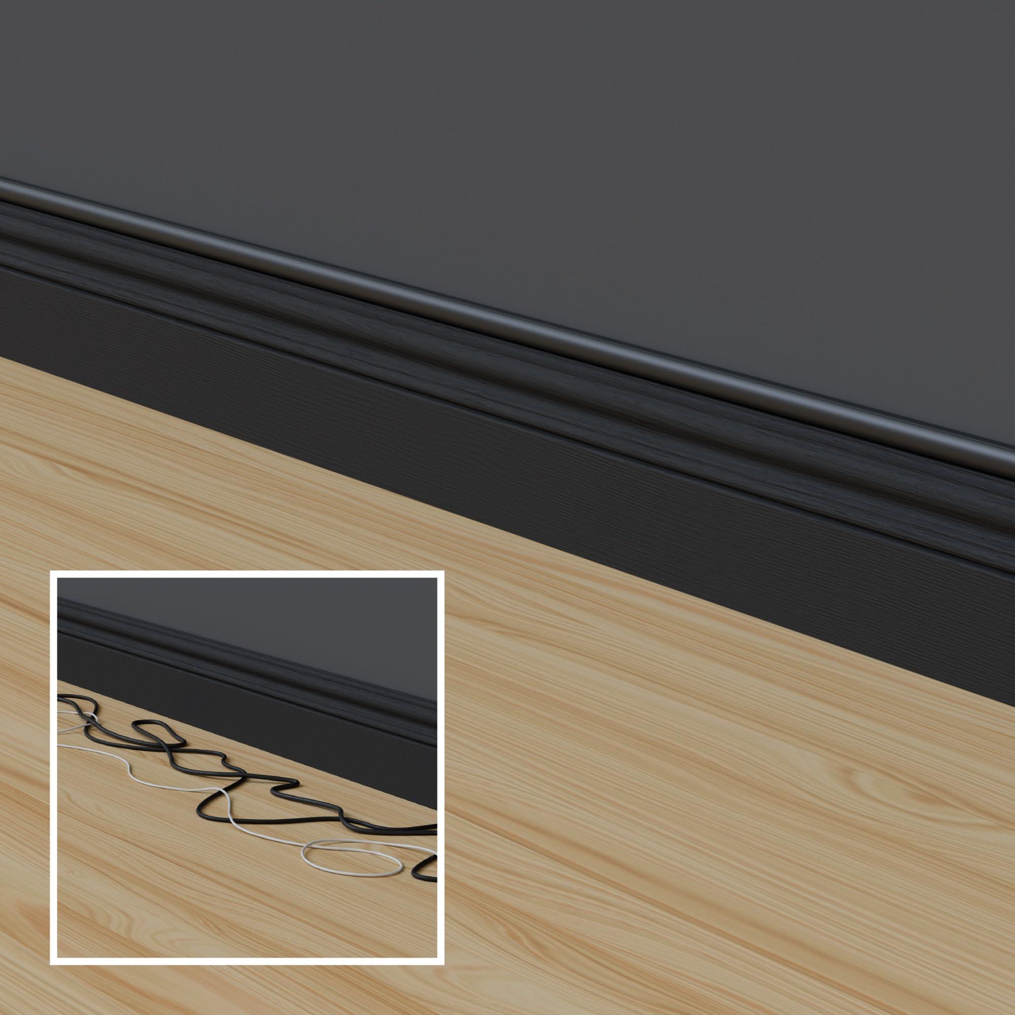 D-Line D-Line 157in Cord Hider Kit, Patented Cable Cover, Hide Wires on Wall, Channel for TV Mount Cords, Raceway Wire Hiders, Paintable, Adhesive, Half Round, 10x 0.78in W x 0.39in H x 15.7in L, Black