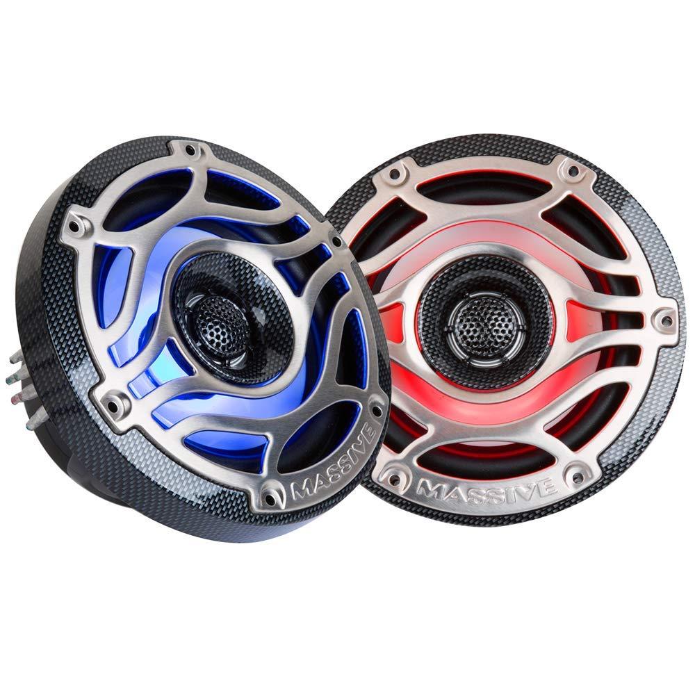 Massive Audio Massive Audio T65S - 6.5 Inch Marine Grade Speakers for Boats, UTVS, Off Road, Golf Carts, Motorcycles, Runabounts with Multi Color RGB LED Pulse Lighting (Pair)