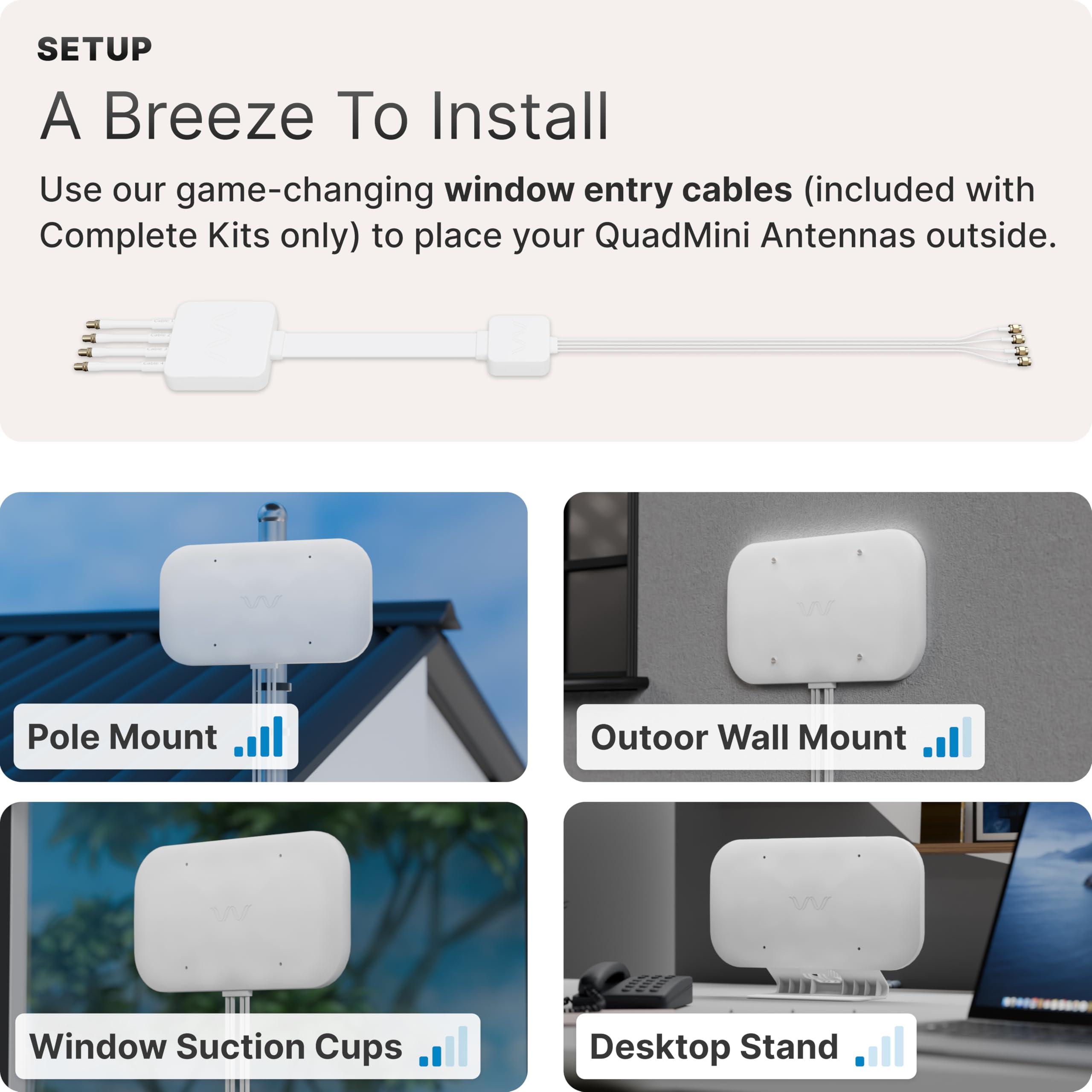 Waveform Waveform QuadMini Duo: 8x8 MIMO Low-Profile Antenna Kit | External Antenna for 4G/5G Routers & Gateways | for T-Mobile Home Internet, Verizon, AT&T Air | 10 SMA Cable, U.FL Adapters, Window Entry