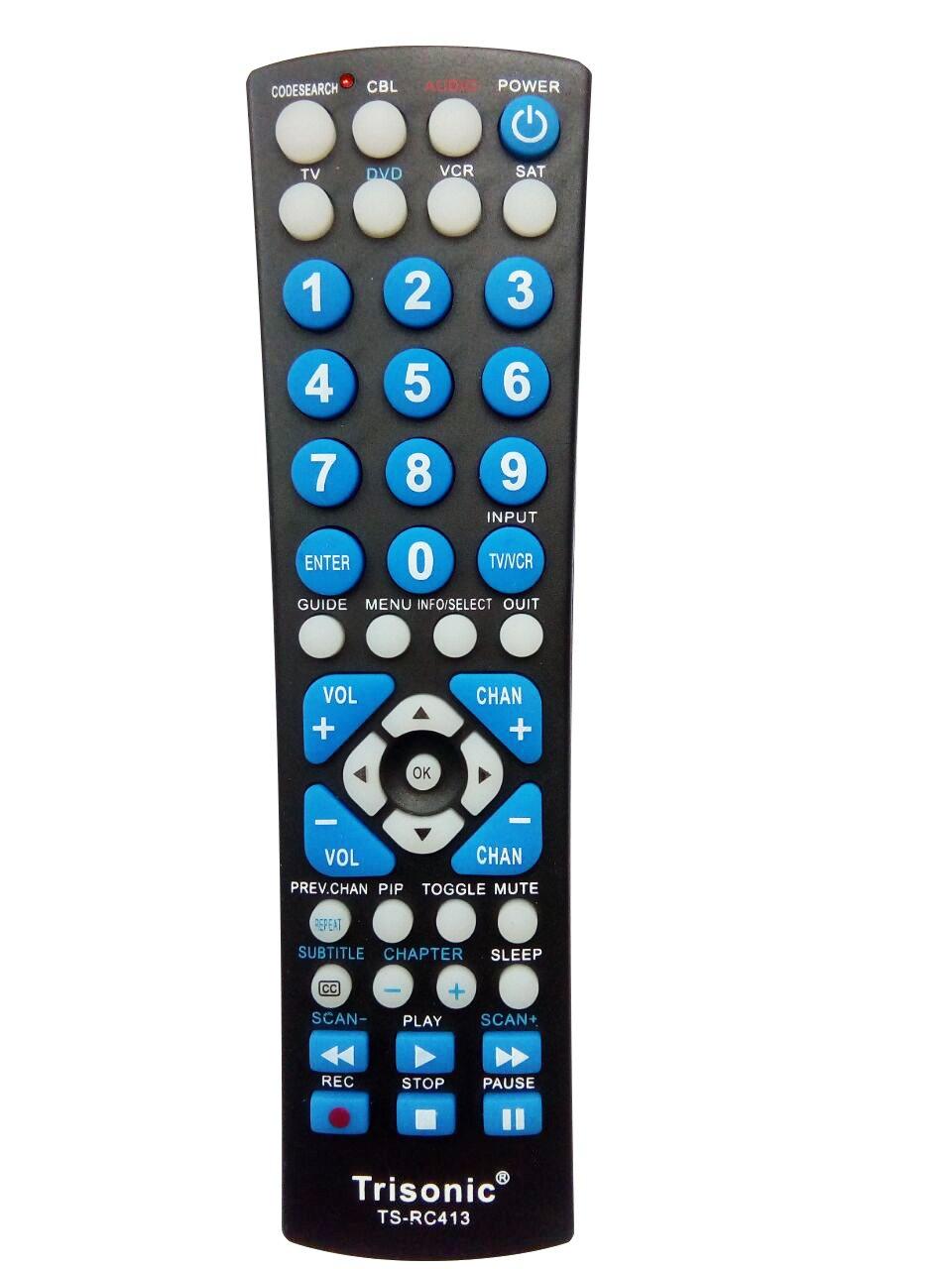 Trisonic Trisonic 6 Way All in One Universal Remote Control, Programmable Remote, Compatible with TV, AUX,Cable COVERTER Box, CD,DVD, Cable, Satellite and More