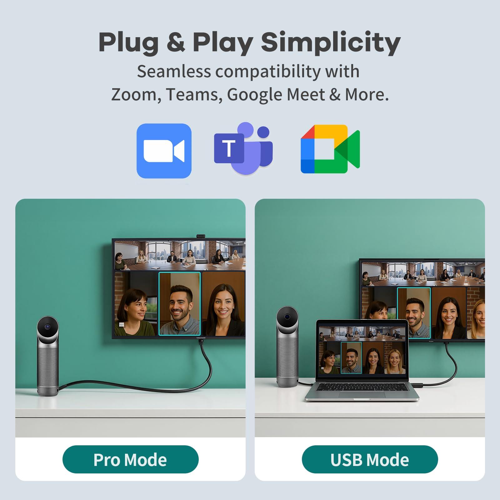 KanDao KanDao Meeting Pro - 360 Video Conference Camera, 4-in-One AI Smart Tracking Video Conferencing System, Works on Microsoft Teams, Zoom, Google Meet, Skype etc, Hybrid Meeting Room Zooming Camera