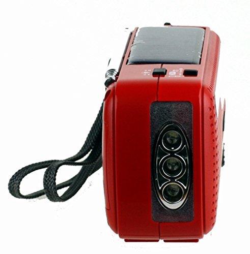 Kaito Kaito V1 Voyager Solar/Dynamo AM/FM/SW Emergency Radio with Cell Phone Charger and 3-LED Flashlight, Red