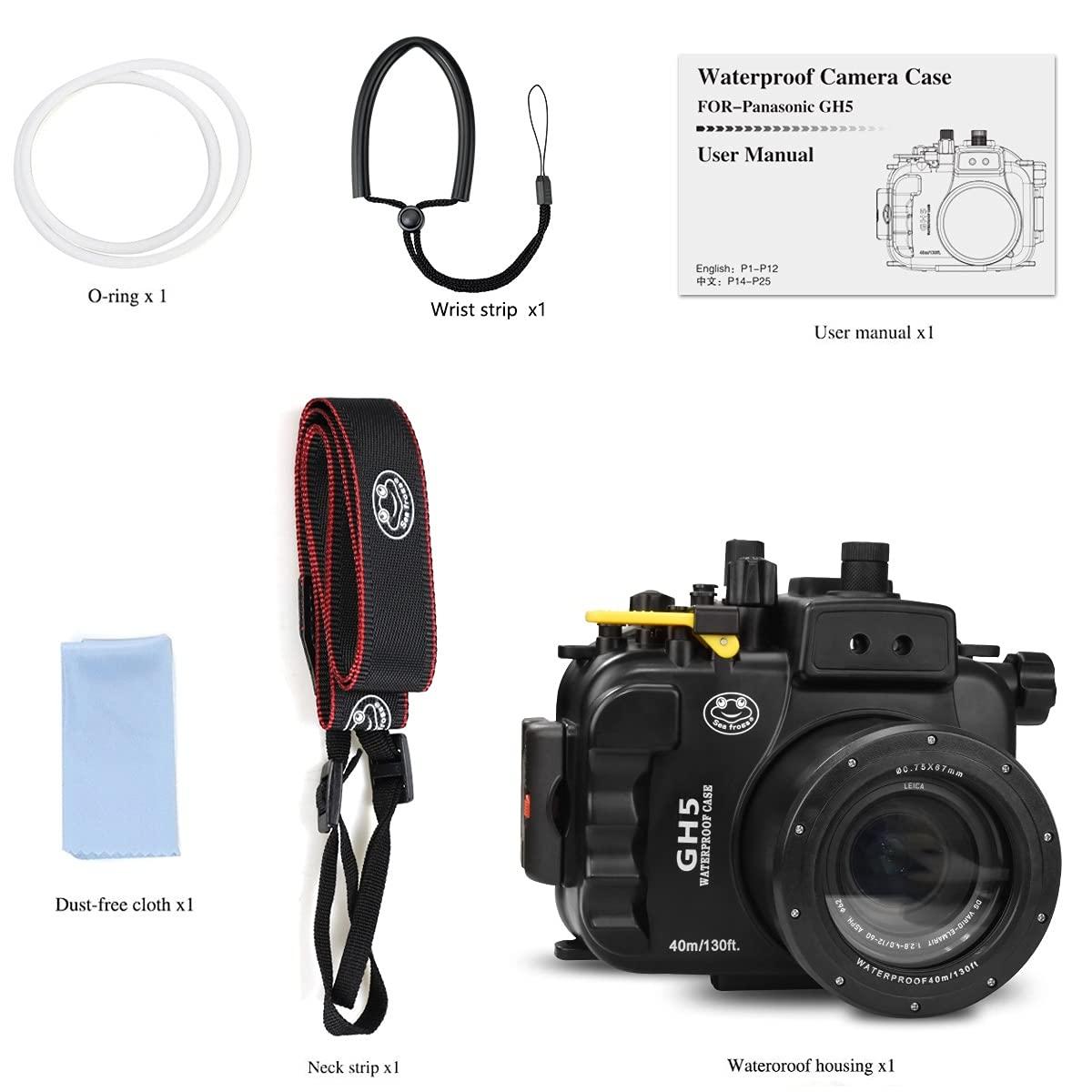 Sea frogs Sea frogs Underwater Camera Housing Compatible with Panasonic GH5 12-60mm IPX8 40m/130ft Maximum Diving Depth Waterproof Camera Case for Diving, Surfing, Rowing