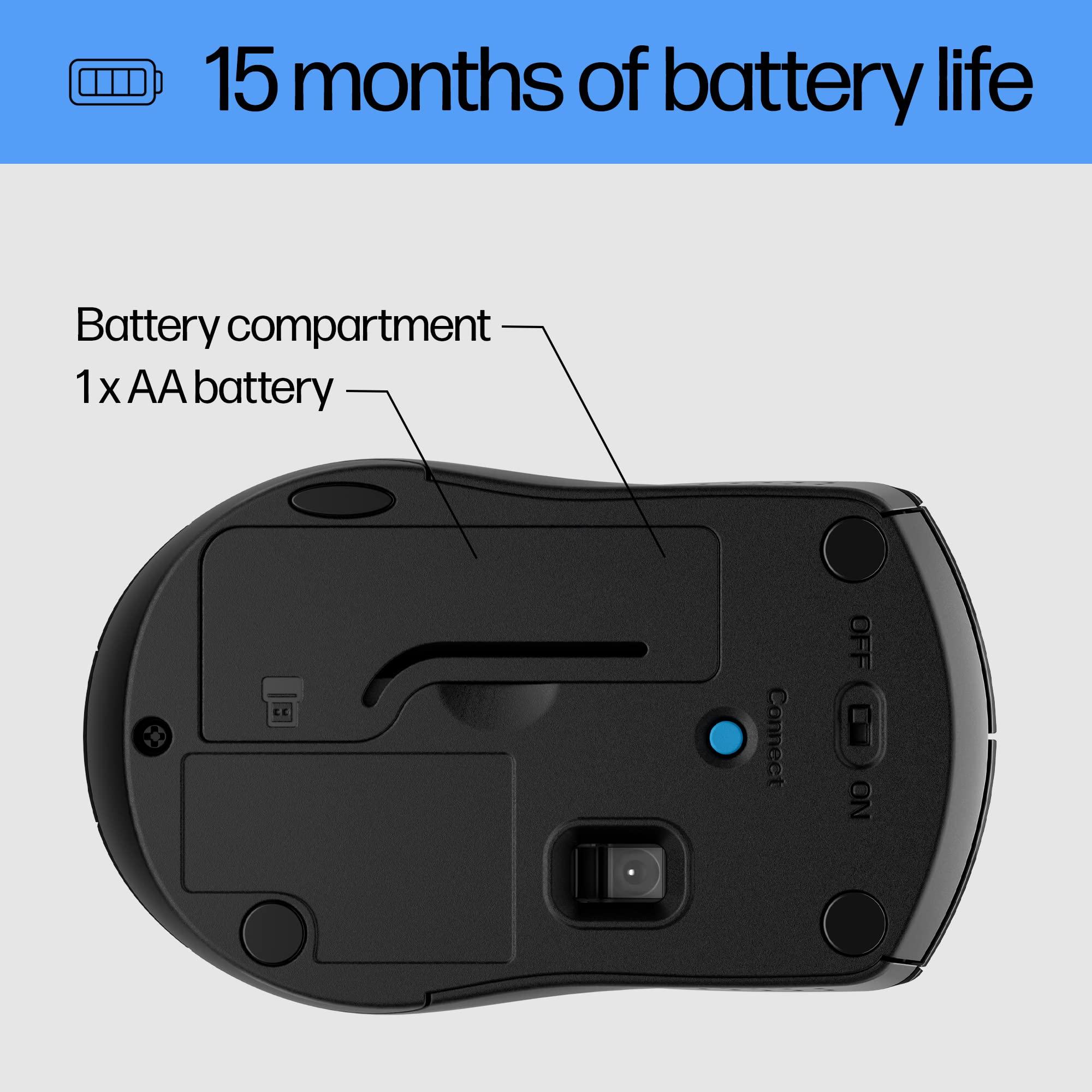 HP HP X3000 G3 Wireless Mouse Silver, up to 15-Month Battery,Scroll Wheel, Side Grips for Control, Travel-Friendly, Blue LED, Powerful 1600 DPI Optical Sensor, Win XP,8, 11 Compatible (683N9AA#ABL)