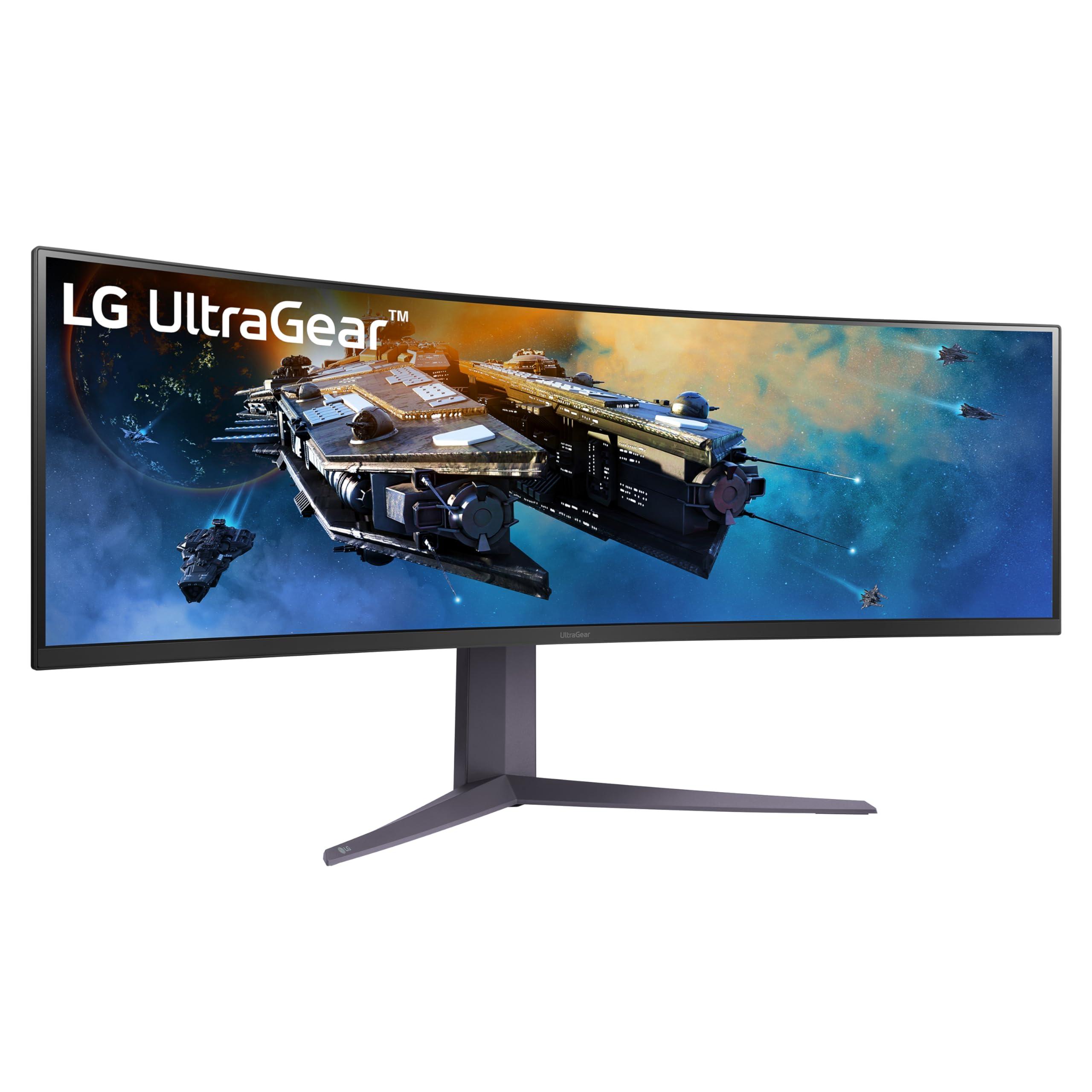 LG LG 45GR75DC-B Ultragear Curved Gaming Monitor 45-Inch 32:9 Dual QHD 1ms 200Hz VESA DisplayHDR 600 with DCI-P3 95% AMD FreeSync Premium Pro Enhanced Gaming GUI DTS HP:X 3-Way Adjustable Stand - Black