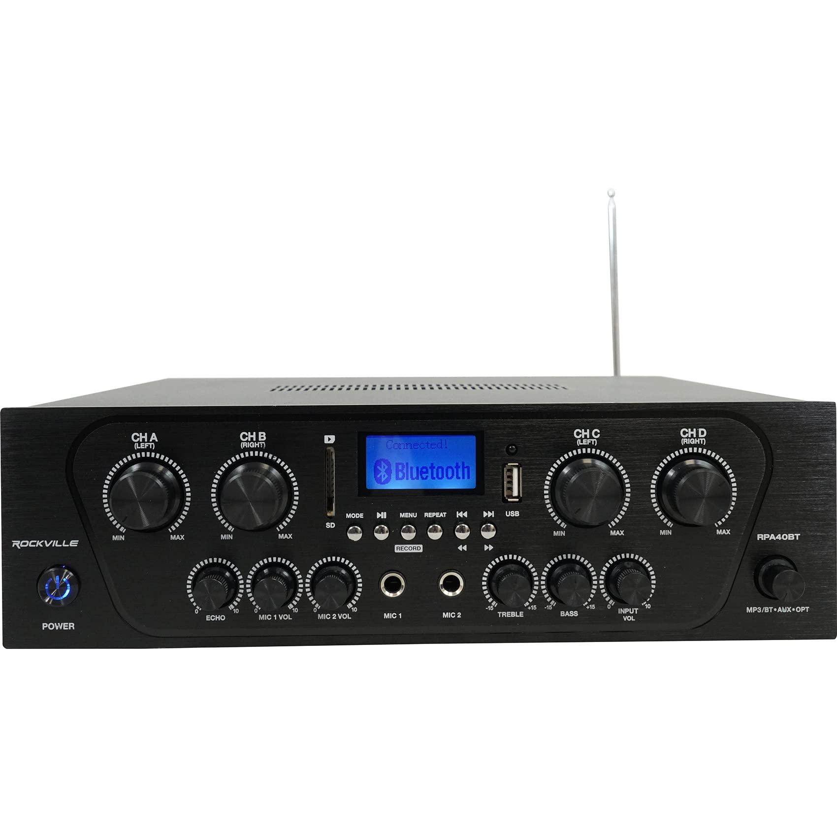 Rockville Rockville RPA40BT 4-Room/Zone Home Audio Kit w/Receiver+8 White Ceiling Speakers