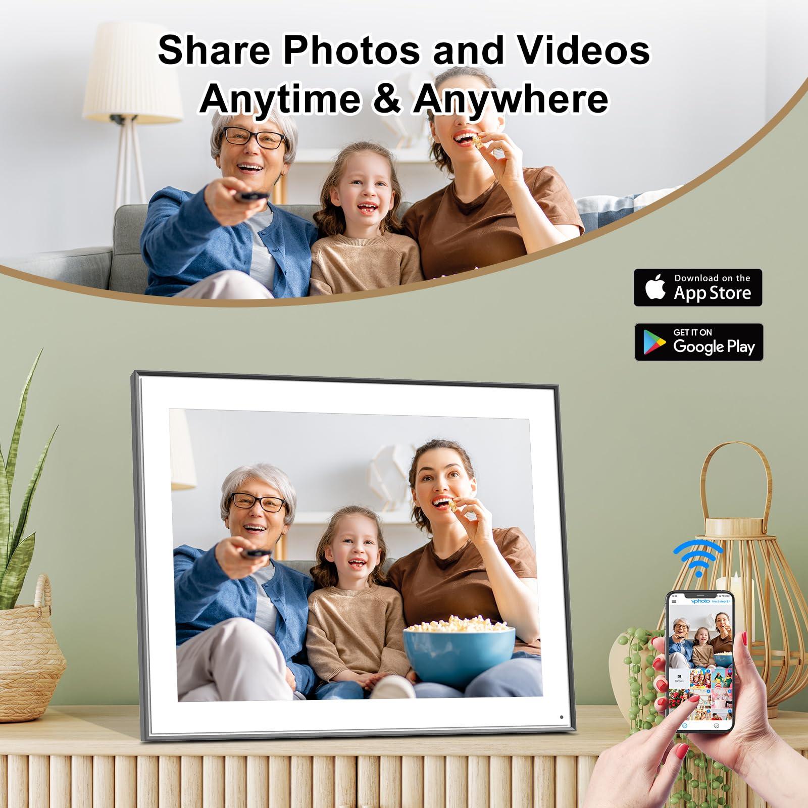 FULLJA Large Digital Photo Frame 17"-Electronic-Picture-Frame - Dual WiFi Digital Picture Frame 32GB, Touch Screen, Full Function, Light Sensor, Share Photo Video via App Email, Free Cloud, Wall Mountable