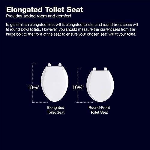 Kohler KOHLER K-4636-0 Cachet Elongated, Grip-Tight Bumpers, Quiet-Close Release Hinges, Quick-Attach Hardware, No Slam Toilet Seat, White