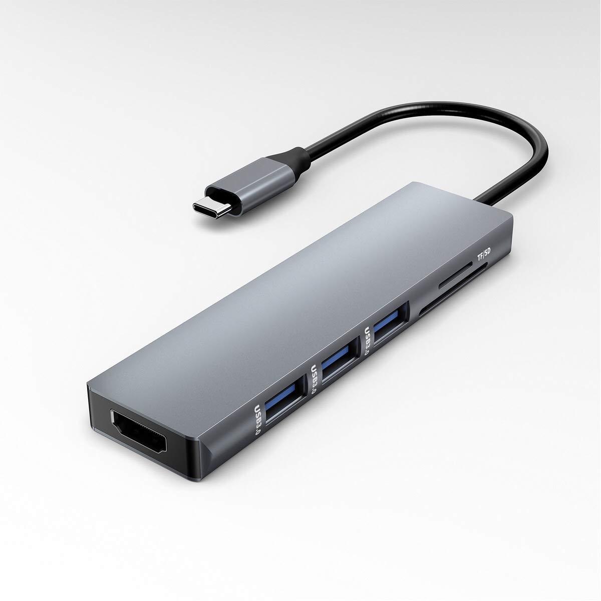 ULANSON USB C HDMI Adapter for MacBook Pro 2016/2017, 6 in 1 USB-C to HDMI Output, SD+MicroSD Card Reader and 3-Ports USB 3.0