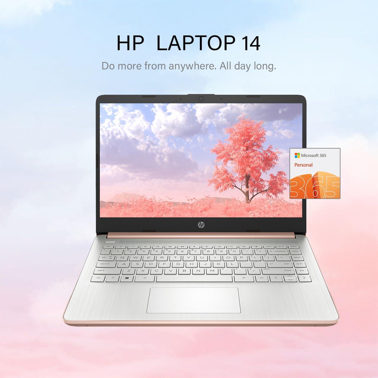 HP HP Stream 14-inch Laptop, Intel Celeron N4120, 32GB RAM, 576GB Storage(64GB eMMC+512GB Micro SD), 14-inch HD Display, Win 11 H in S Mode, One Year of Microsoft 365 (Rose Gold), W/GaLiMu
