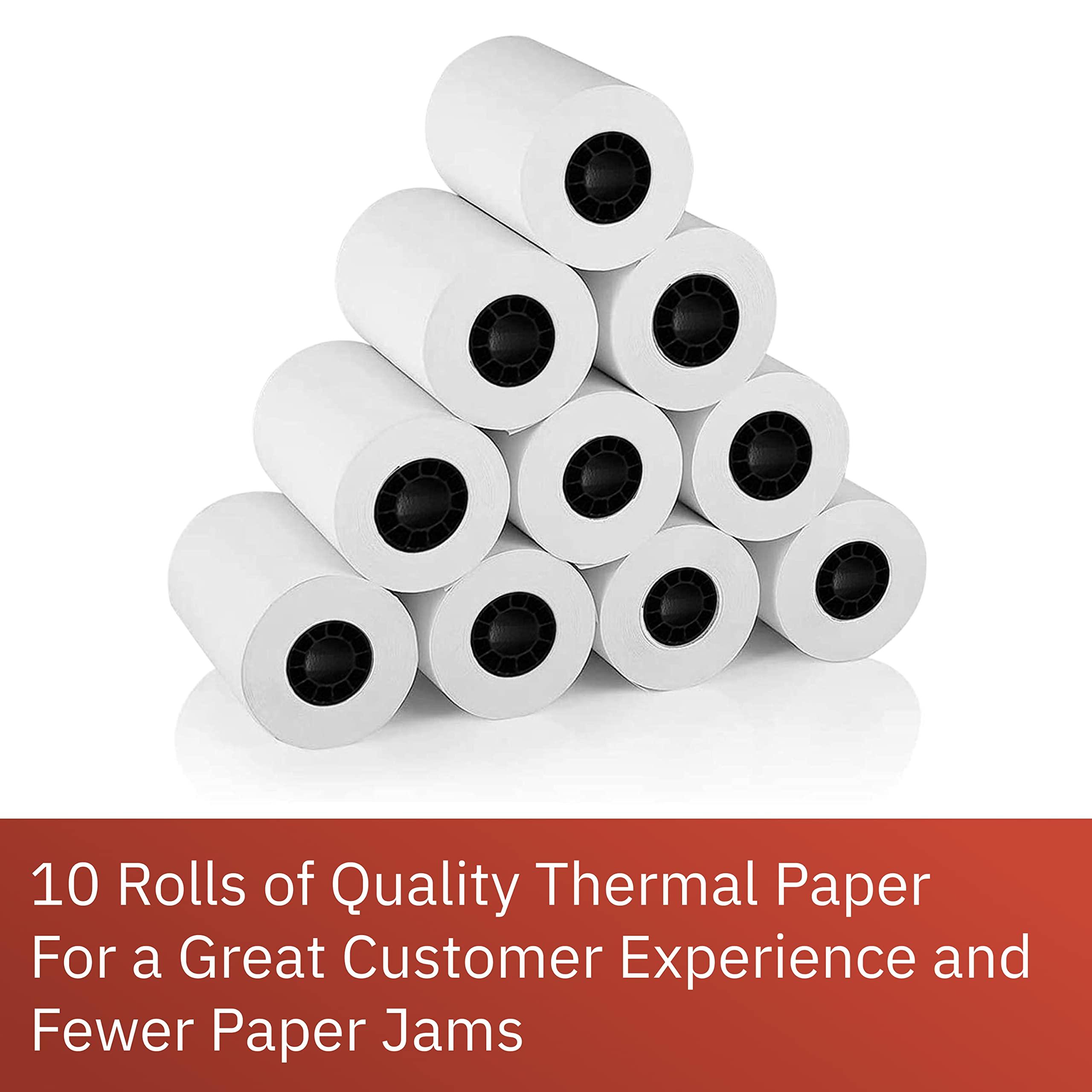 Discount Credit Card Supply Discount Credit Card Supply DCCStands Clover Mini /Clover Mini 3 7" Swivel and Tilt Stand, Anti-Glare Screen Protector, and 10 Roll Case of Thermal Paper 2 1/4" x 85' Bundle, White