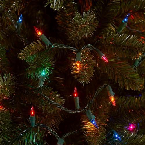 Novelty Lights Novelty Lights 50 Light Multi Christmas Mini String Light Set, Green Wire, Indoor/Outdoor UL Listed, 11' Long